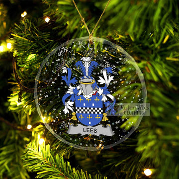 Lees Irish Clan Christmas Glass Ornament with Coat of Arms