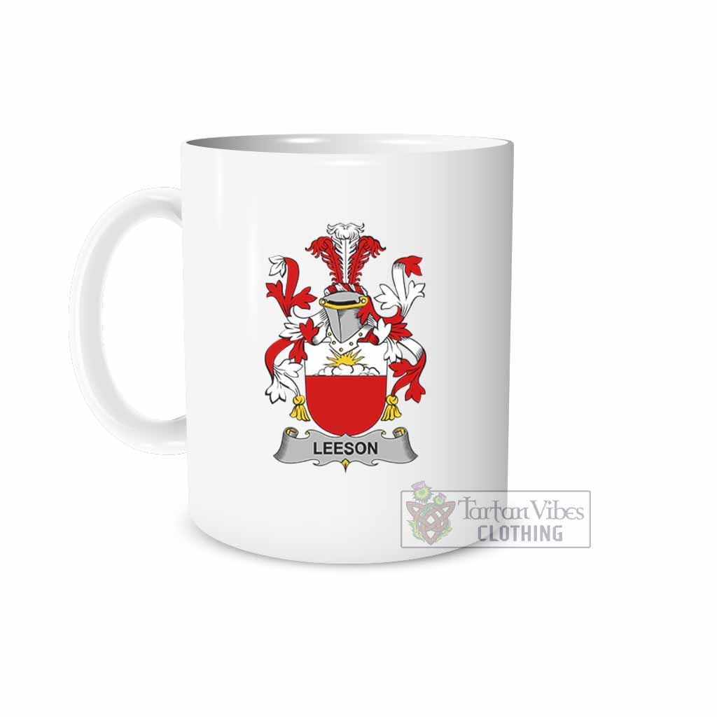 Leeson Irish Clan Coat of Arms Ceramic Mug White - 2D-tartanvibesclothing