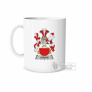 Leeson Irish Clan Coat of Arms Ceramic Mug White - 2D-tartanvibesclothing