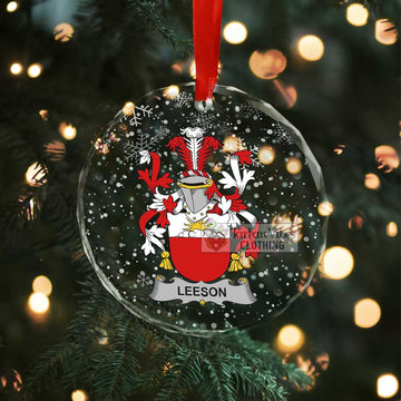 Leeson Irish Clan Christmas Glass Ornament with Coat of Arms - 2D-tartanvibesclothing