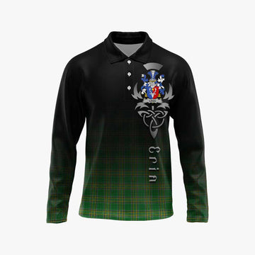 Legg Irish Clan Long Sleeve Polo Shirt with Coat of Arms Erin Go Bragh Celtic Inspired Unisex - Tartan Vibes Clothing