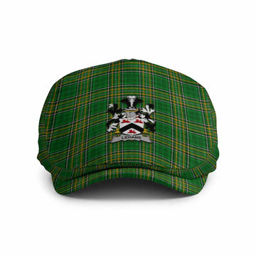 Lehane Irish Clan Tartan Jeff Cap, Tartan Flat Cap with Coat of Arm Jeff Hat - Tartan Vibes Clothing