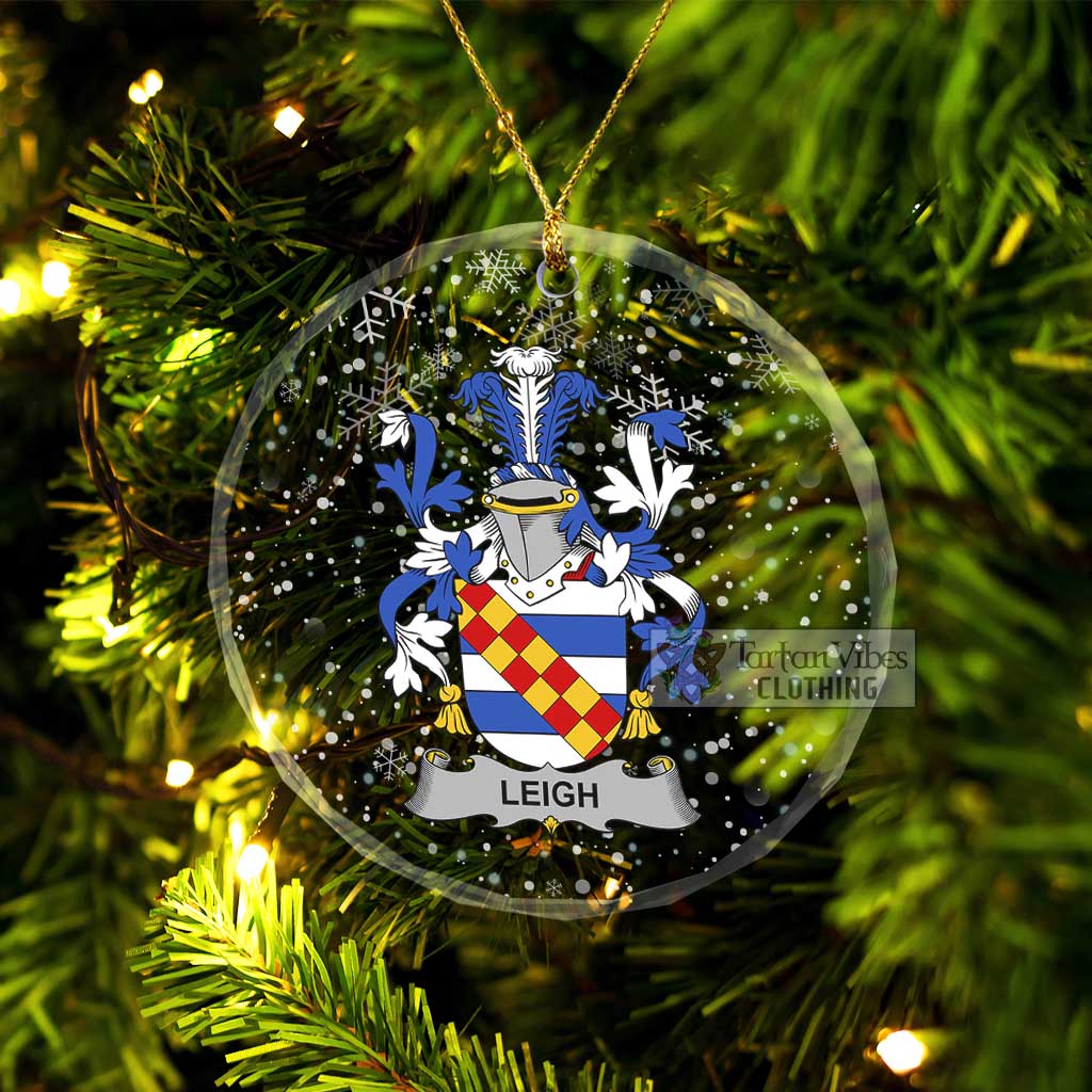 Tartan Vibes Clothing Leigh Irish Clan Christmas Glass Ornament with Coat of Arms