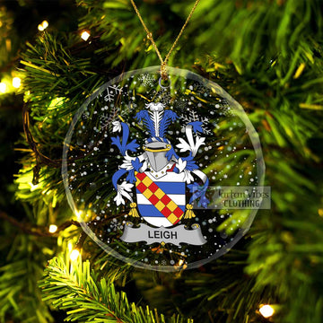 Leigh Irish Clan Christmas Glass Ornament with Coat of Arms