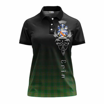Leigh Irish Clan Women's Polo Shirt with Coat of Arms Erin Go Bragh Celtic Inspired Women - Tartan Vibes Clothing