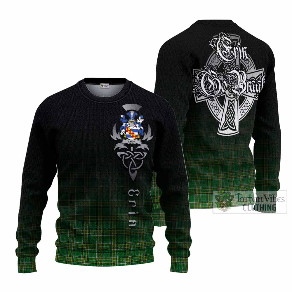 Leigh Irish Clan Knitted Sweater with Coat of Arms Erin Go Bragh Celtic Inspired - Tartan Vibes Clothing
