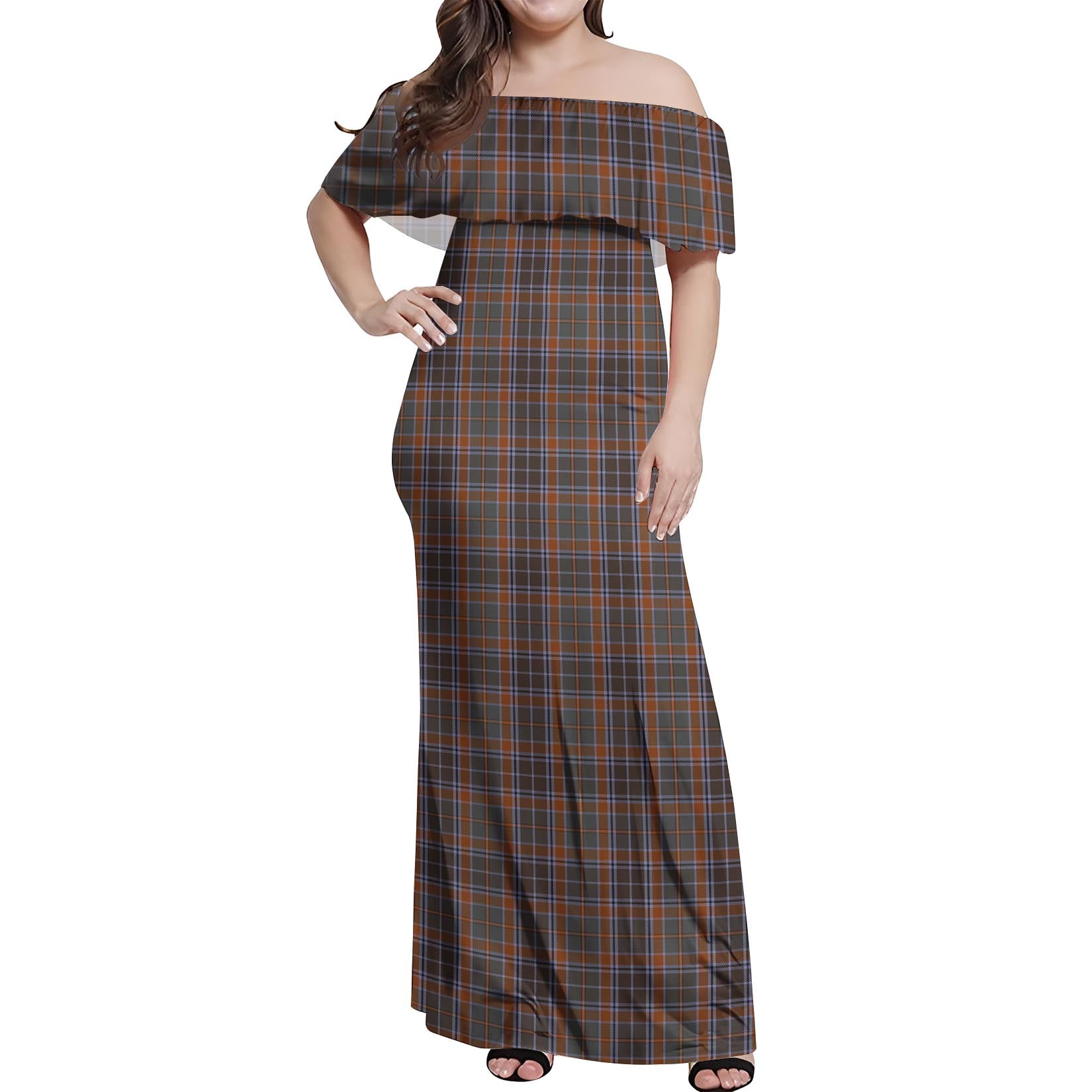 Leitrim County Ireland Tartan Off Shoulder Long Dress Women's Dress - Tartanvibesclothing