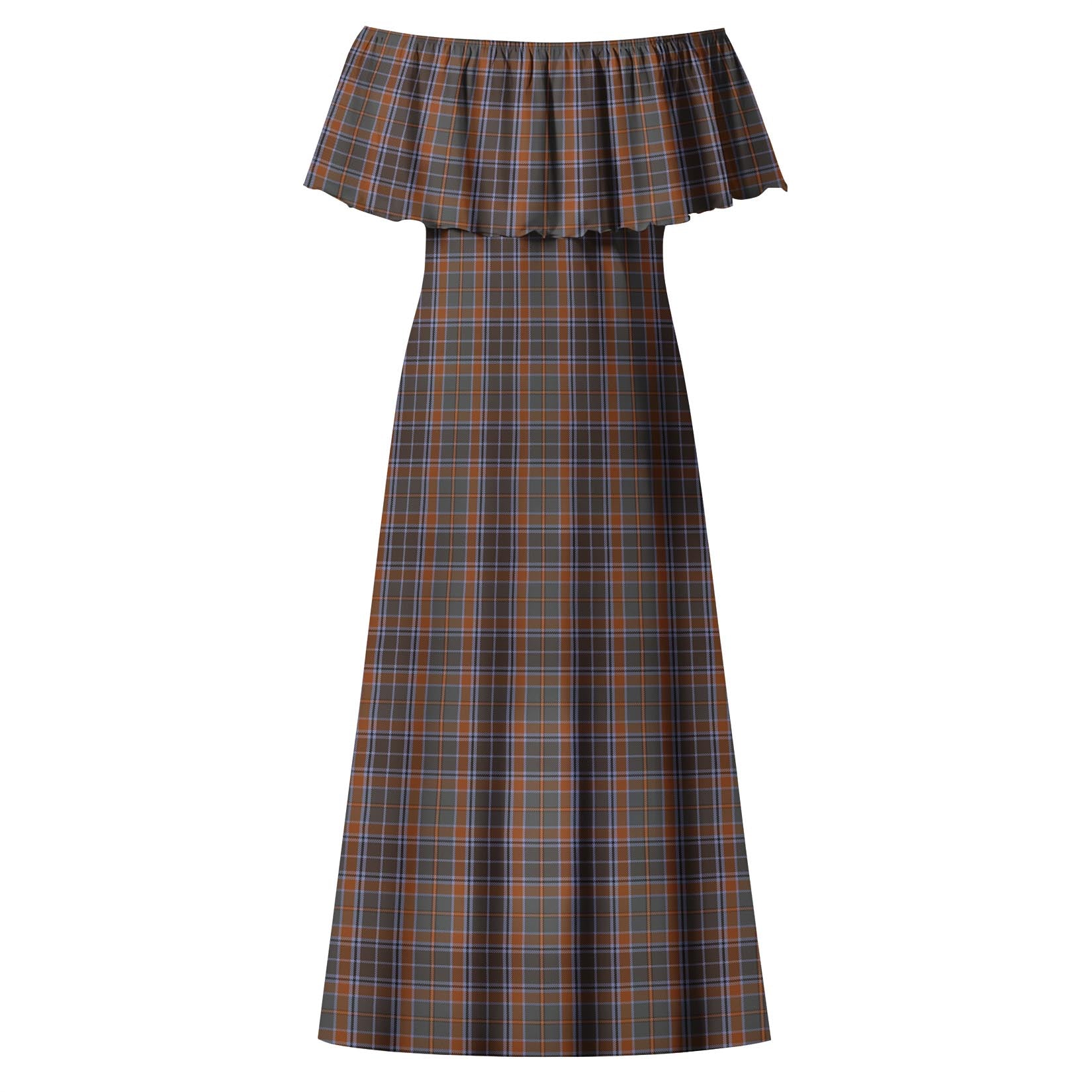 Leitrim County Ireland Tartan Off Shoulder Long Dress - Tartanvibesclothing