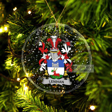 Lenihan Irish Clan Christmas Glass Ornament with Coat of Arms