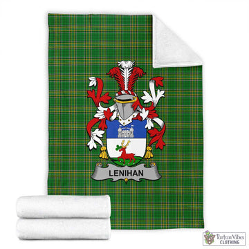 Lenihan Irish Clan Tartan Blanket with Coat of Arms