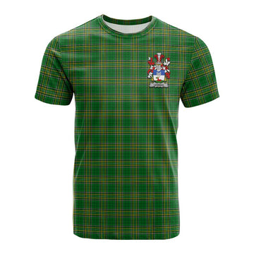 Lenihan Irish Clan Tartan Cotton T-shirt with Coat of Arms