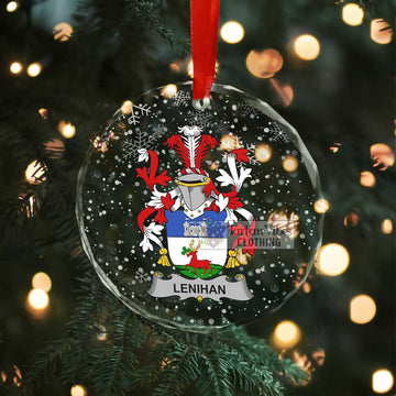 Lenihan Irish Clan Christmas Glass Ornament with Coat of Arms