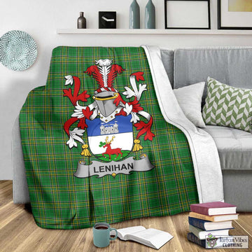 Lenihan Irish Clan Tartan Blanket with Coat of Arms