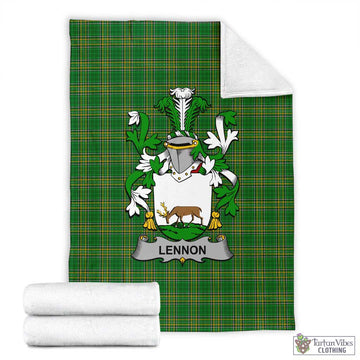Lennon Irish Clan Tartan Blanket with Coat of Arms X-Large 59 x 79 inches 150 x 200 cm - Tartan Vibes Clothing