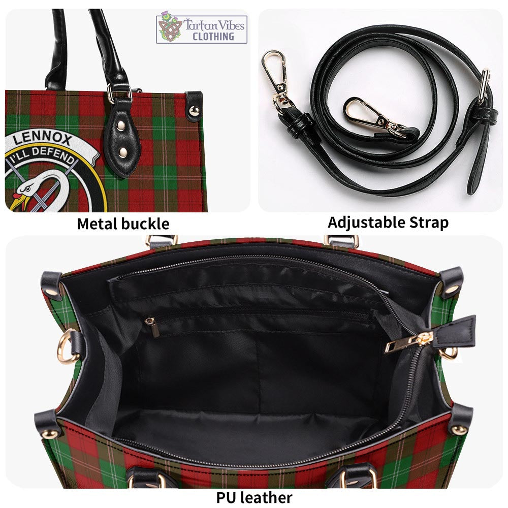 Tartan Vibes Clothing Lennox Tartan Luxury Leather Handbags with Family Crest