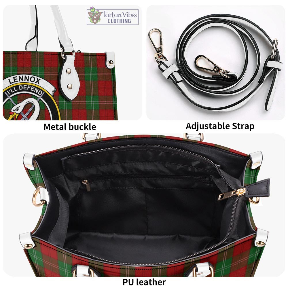 Tartan Vibes Clothing Lennox Tartan Luxury Leather Handbags with Family Crest