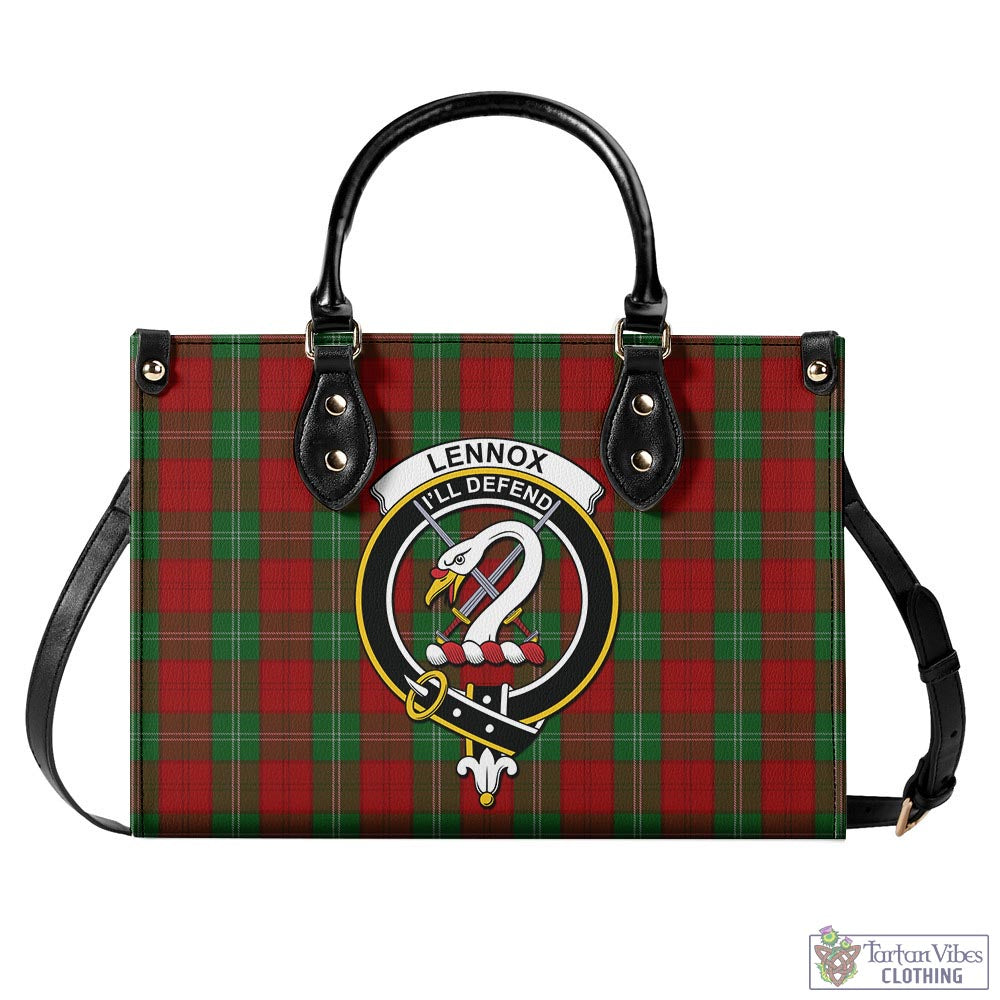 Tartan Vibes Clothing Lennox Tartan Luxury Leather Handbags with Family Crest