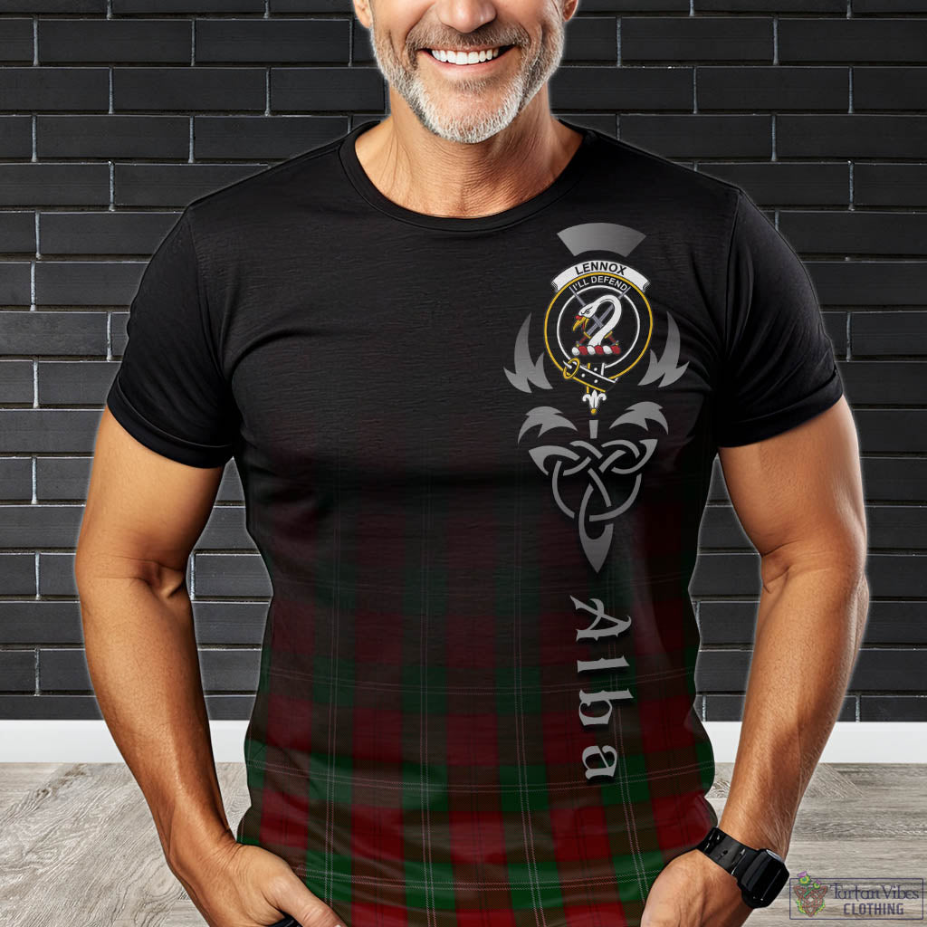 Tartan Vibes Clothing Lennox Tartan T-Shirt Featuring Alba Gu Brath Family Crest Celtic Inspired