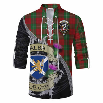 Lennox Tartan Family Crest Ghillie Kilt Shirt Lion Rampant Royal Thistle Shield Celtic Inspired Men - Tartan Vibes Clothing