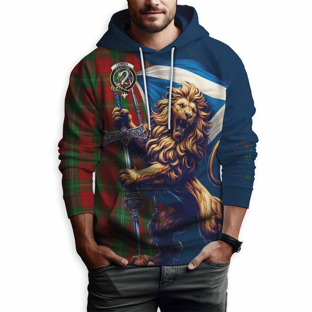 Lennox Tartan Family Crest Hoodie with Scottish Majestic Lion