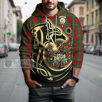 Lennox Tartan Hoodie with Family Crest Celtic Wolf Style