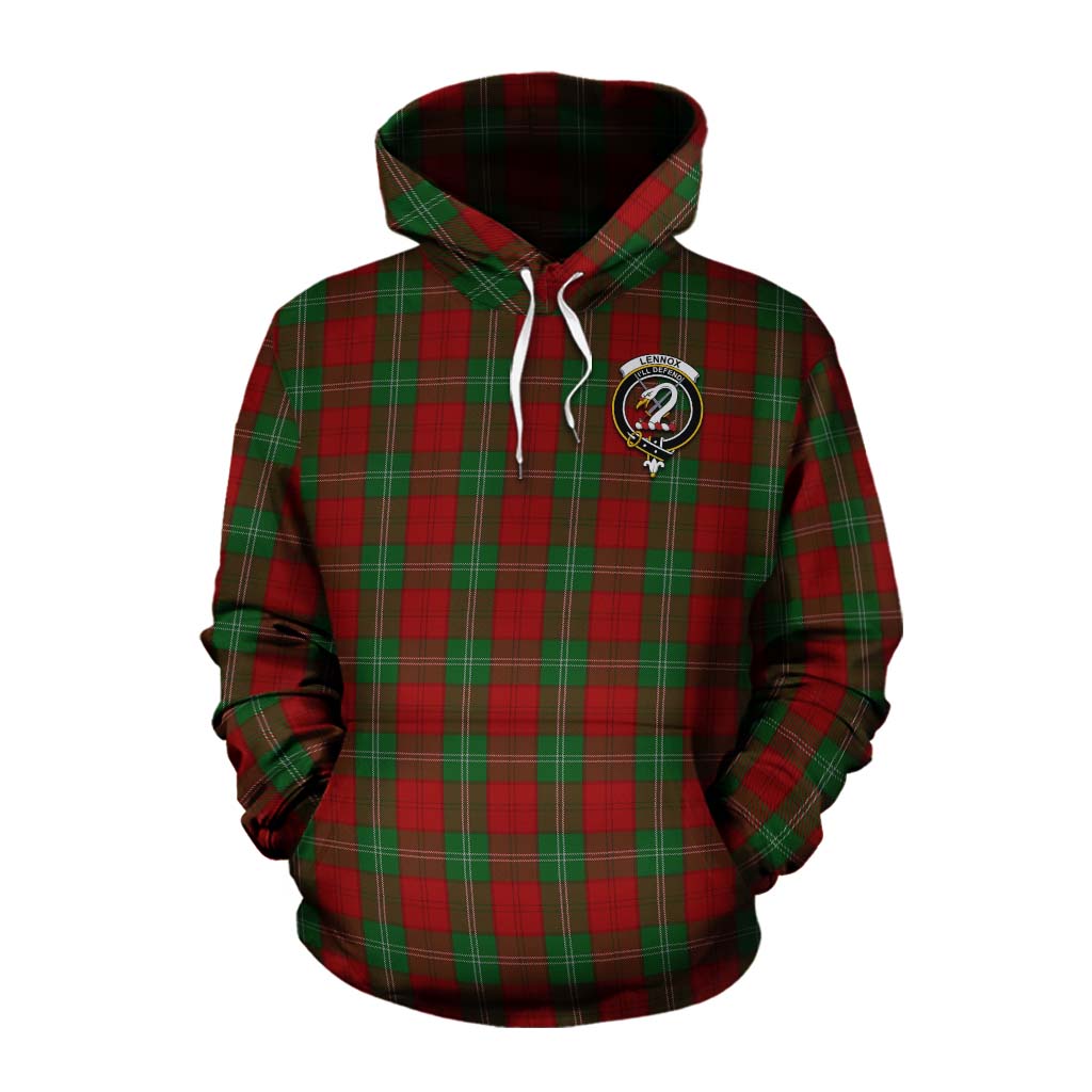 Tartan Vibes Clothing Lennox Tartan Cotton Hoodie with Family Crest and Bearded Skull Holding Bottles of Whiskey