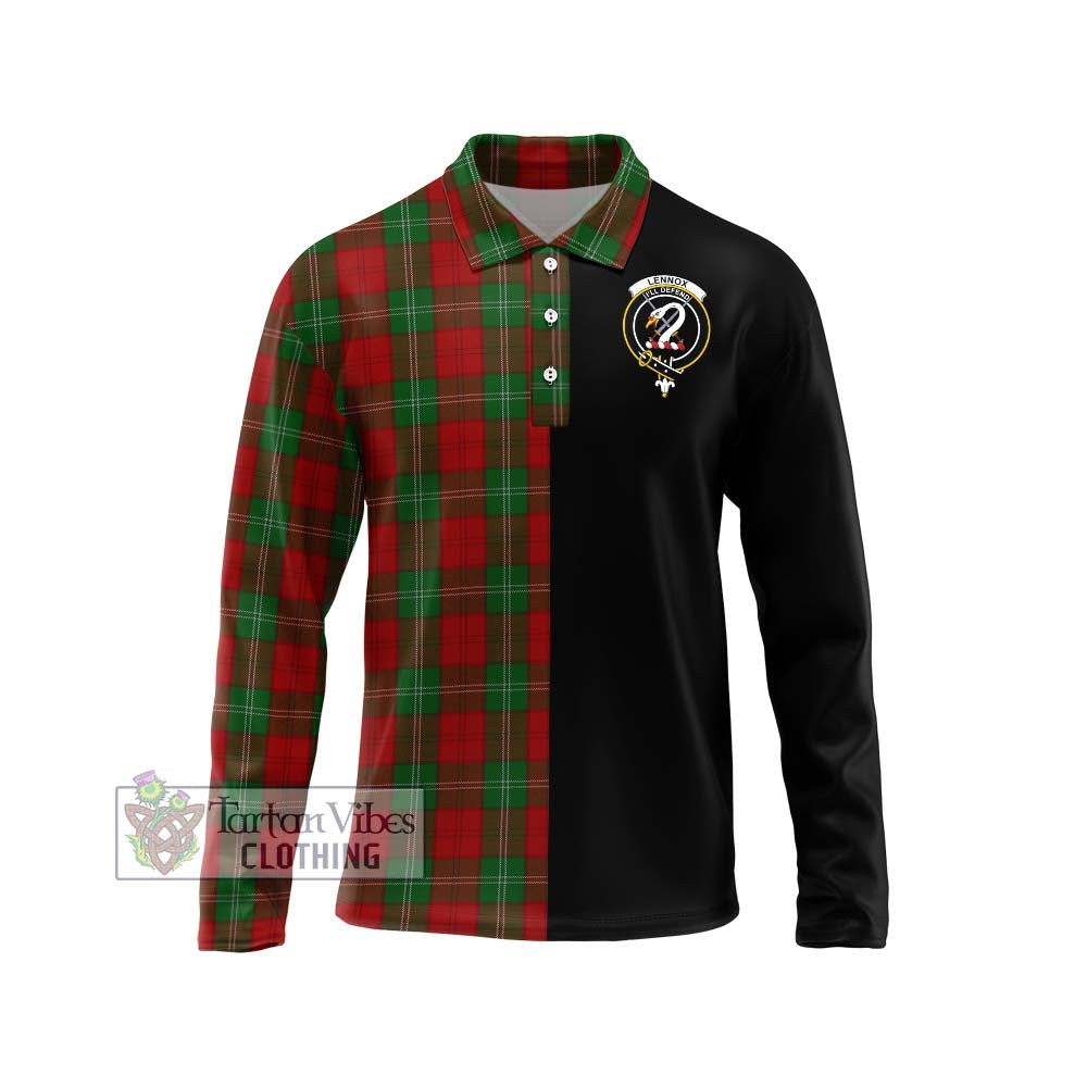 Lennox Tartan Long Sleeve Polo Shirt with Family Crest and Half Of Me Style Unisex - Tartanvibesclothing Shop