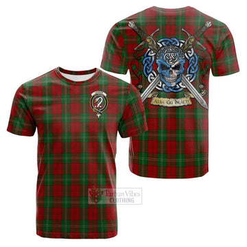 Lennox Tartan Cotton T-shirt with Family Crest Celtic Skull Style