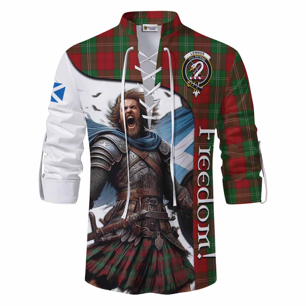 Tartan Vibes Clothing Lennox Crest Tartan Ghillie Kilt Shirt Inspired by the Freedom of Scottish Warrior