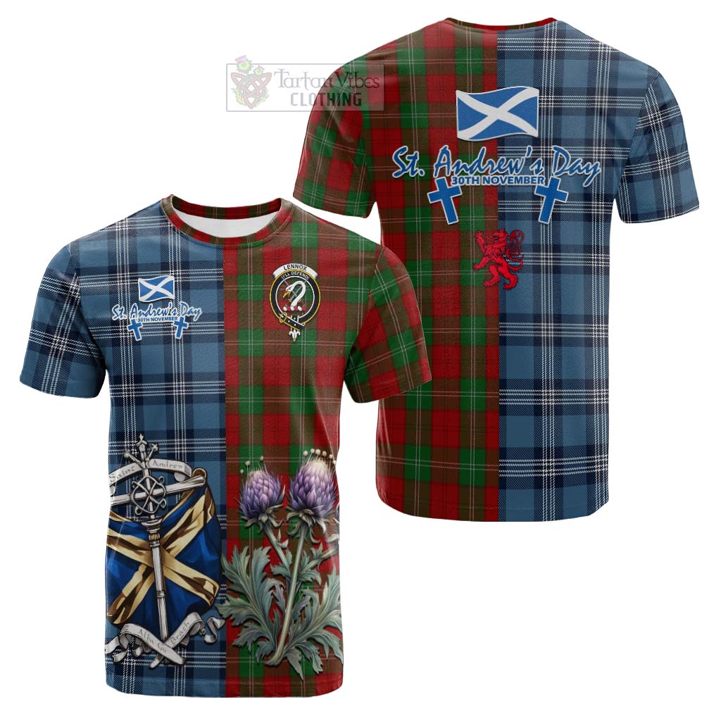 Tartan Vibes Clothing Lennox Tartan Cotton T-shirt Happy St. Andrew's Day Half Tartan Style