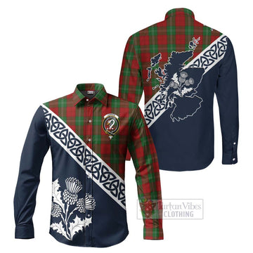 Lennox Tartan Long Sleeve Button Shirt Featuring Thistle and Scotland Map