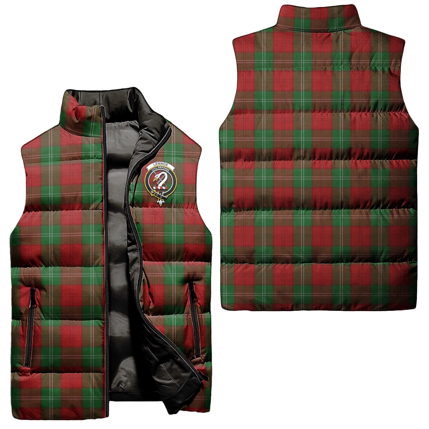 Lennox Tartan Sleeveless Puffer Jacket with Family Crest Unisex - Tartanvibesclothing