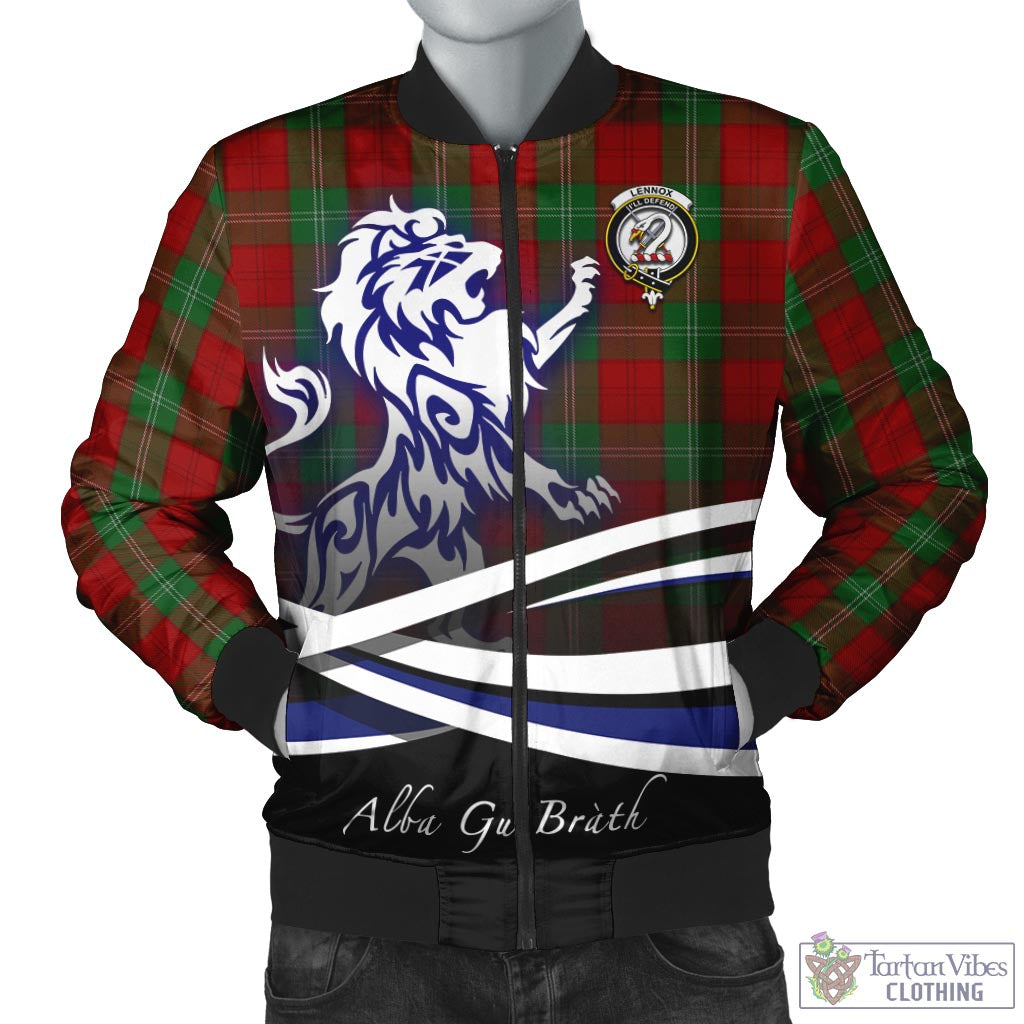 Tartan Vibes Clothing Lennox Tartan Bomber Jacket with Alba Gu Brath Regal Lion Emblem