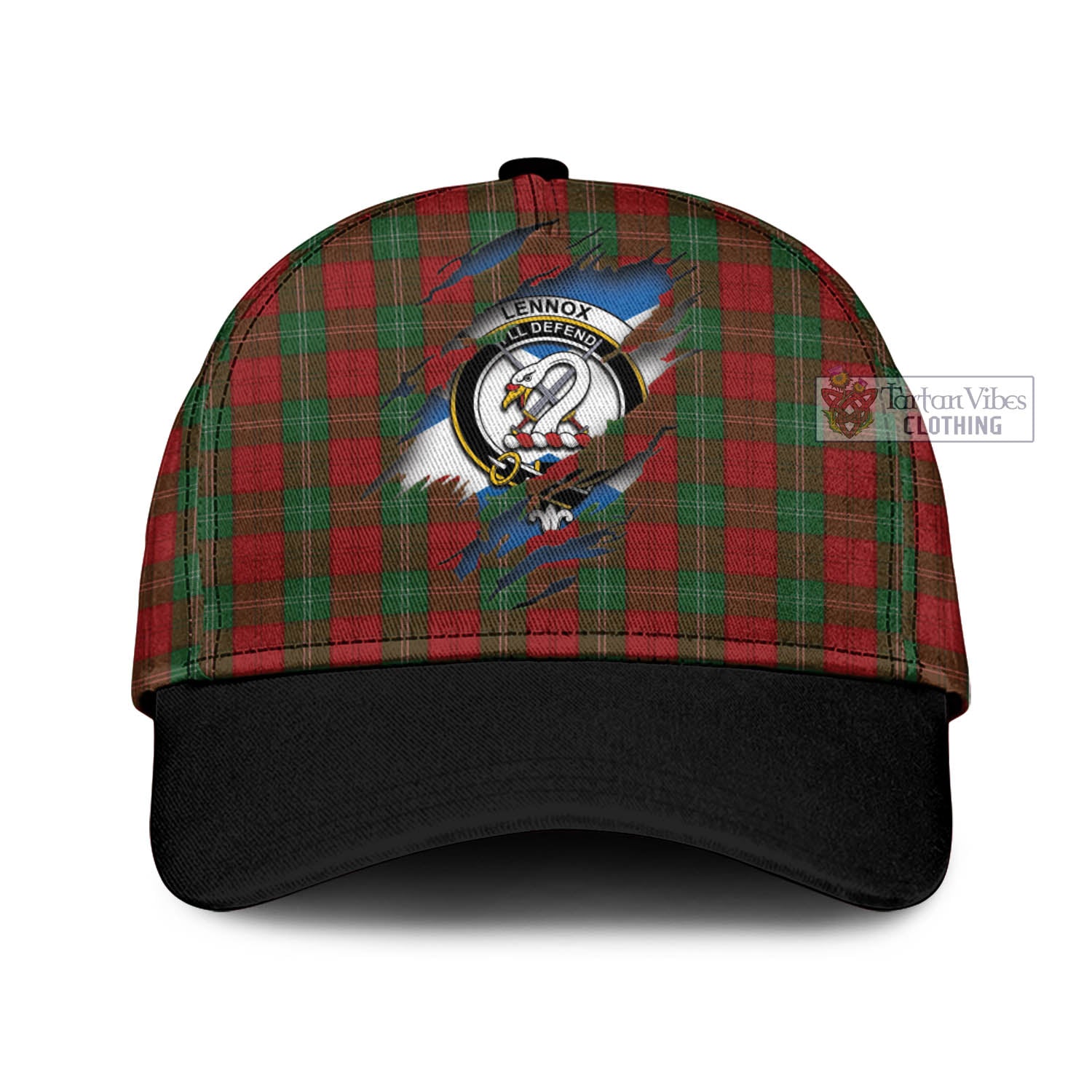 Tartan Vibes Clothing Lennox Tartan Classic Cap with Family Crest In Me Style