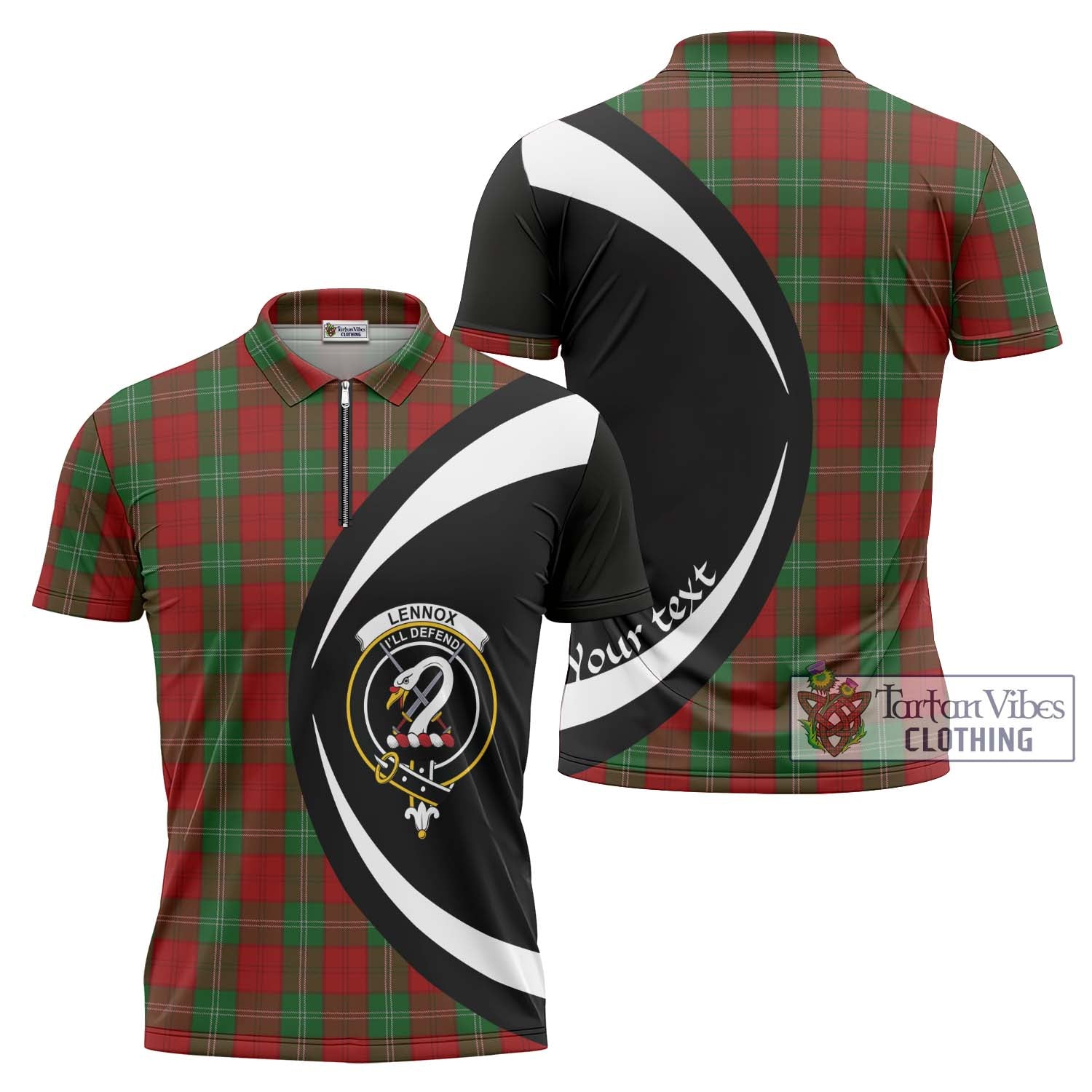 Tartan Vibes Clothing Lennox Tartan Zipper Polo Shirt with Family Crest Circle Style