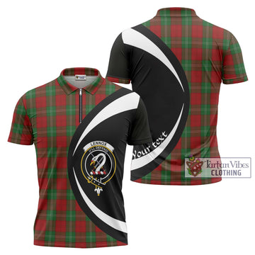 Lennox Tartan Zipper Polo Shirt with Family Crest Circle Style