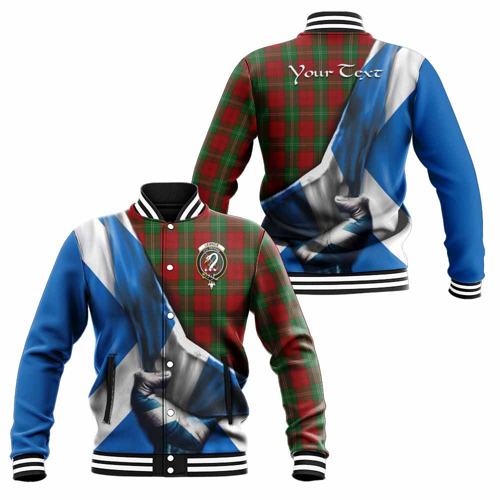 Tartan Vibes Clothing Lennox Tartan Baseball Jacket with Family Crest Scotland Patriotic Style