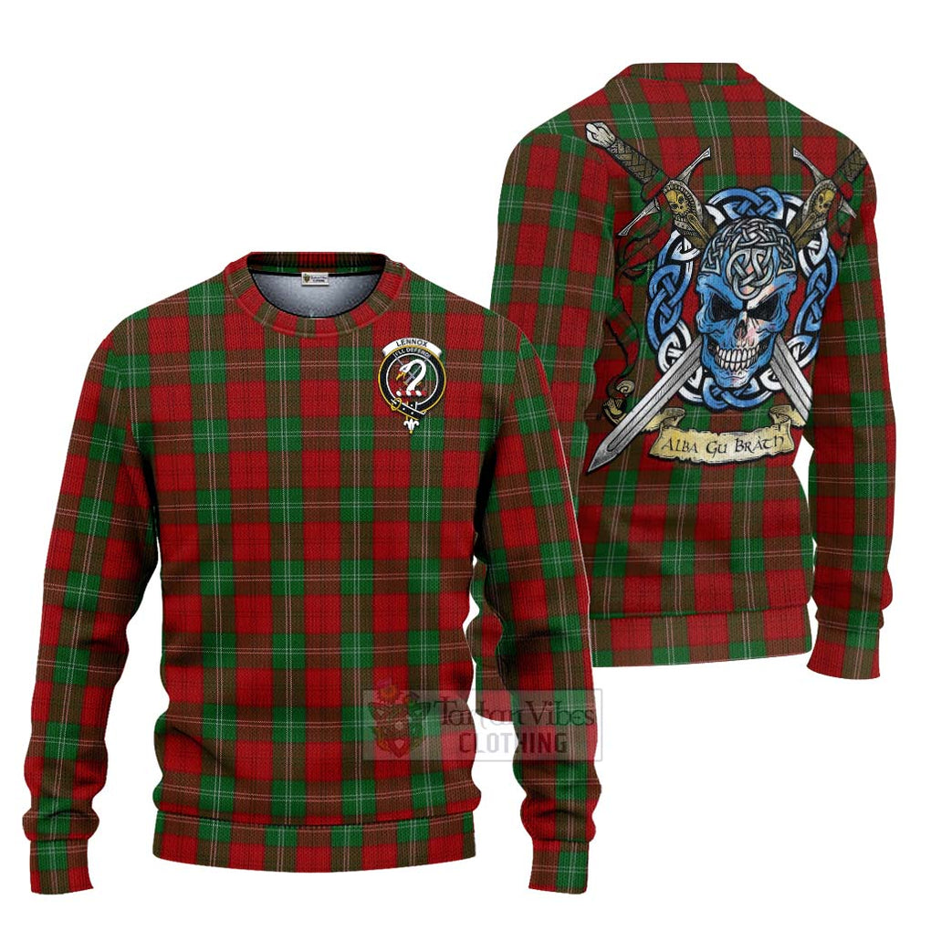 Lennox Tartan Ugly Sweater with Family Crest Celtic Skull Style Unisex - Tartan Vibes Clothing