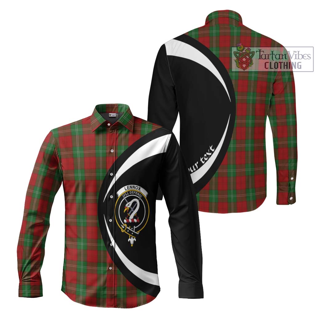 Lennox Tartan Long Sleeve Button Up with Family Crest Circle Style Men's Shirt S - Tartan Vibes Clothing