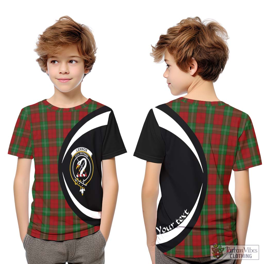 Lennox Tartan Kid T-Shirt with Family Crest Circle Style Youth XL Size14 - Tartan Vibes Clothing