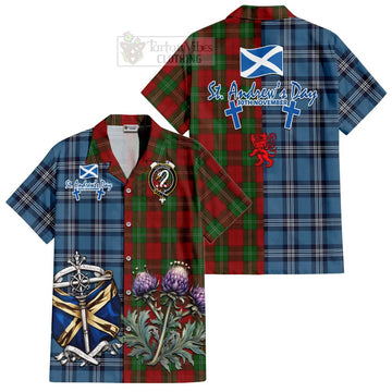 Lennox Tartan Short Sleeve Button Shirt Happy St. Andrew's Day Half Tartan Style