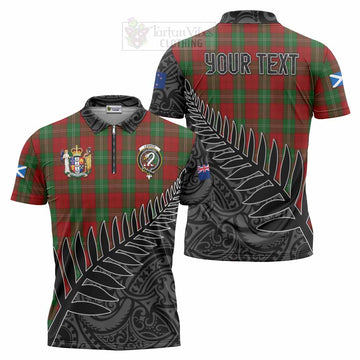 Lennox Crest Tartan Zipper Polo Shirt with New Zealand Silver Fern Half Style