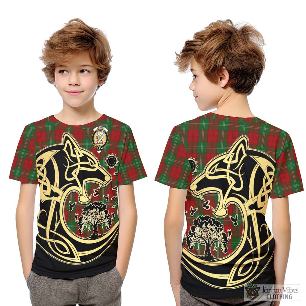 Lennox Tartan Kid T-Shirt with Family Crest Celtic Wolf Style Youth XL Size14 - Tartan Vibes Clothing