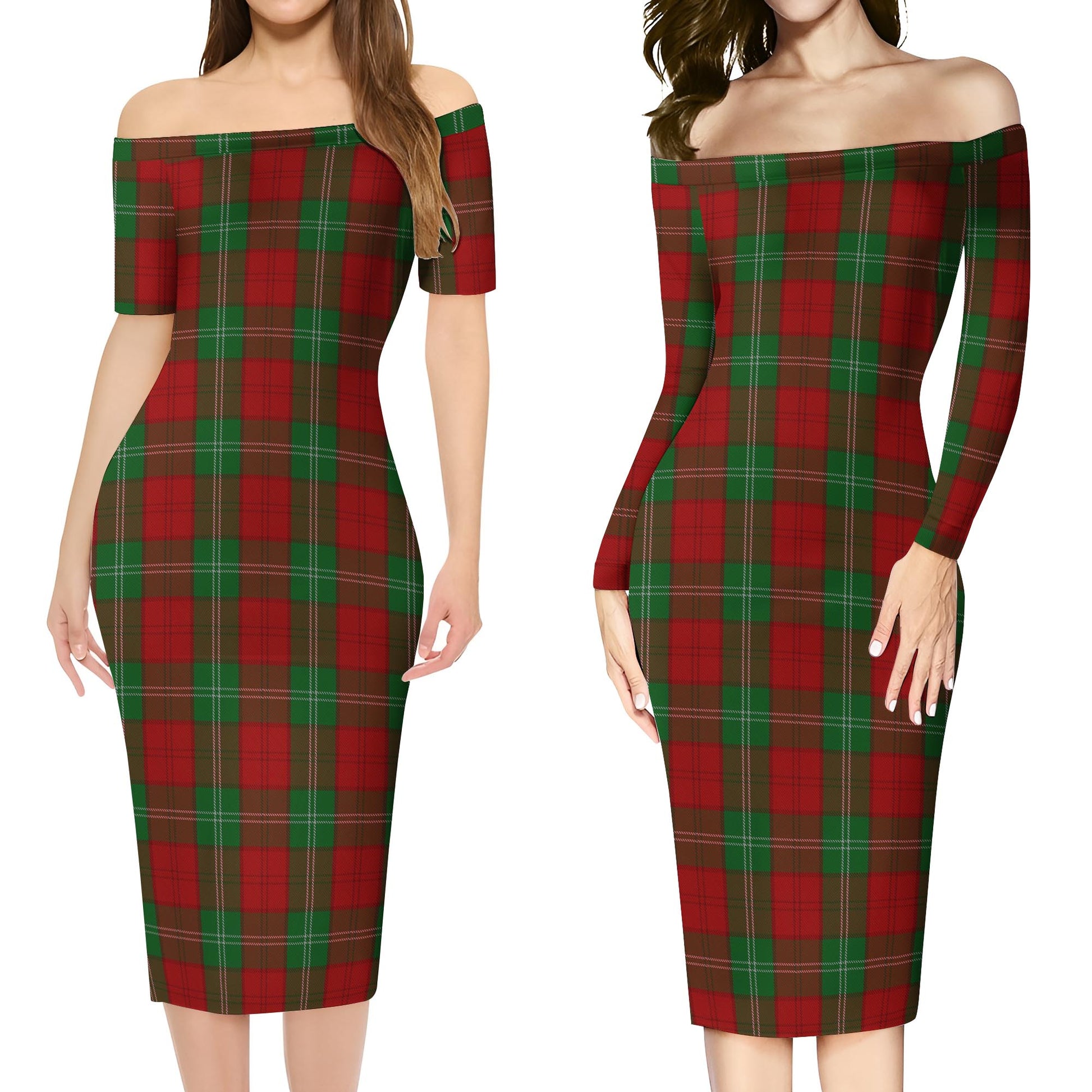 Lennox Tartan Off Shoulder Lady Dress Women's Dress - Tartanvibesclothing