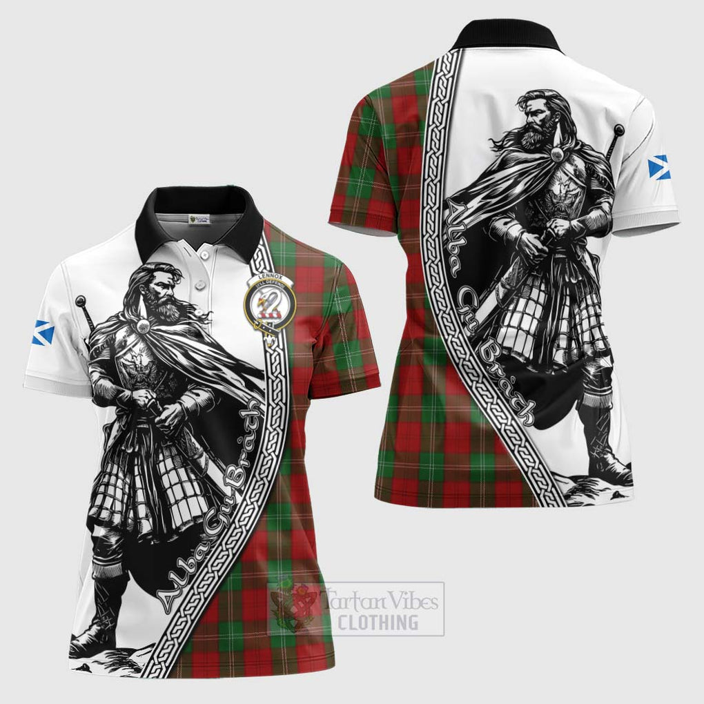 Tartan Vibes Clothing Lennox Tartan Clan Crest Women's Polo Shirt with Highlander Warrior Celtic Style