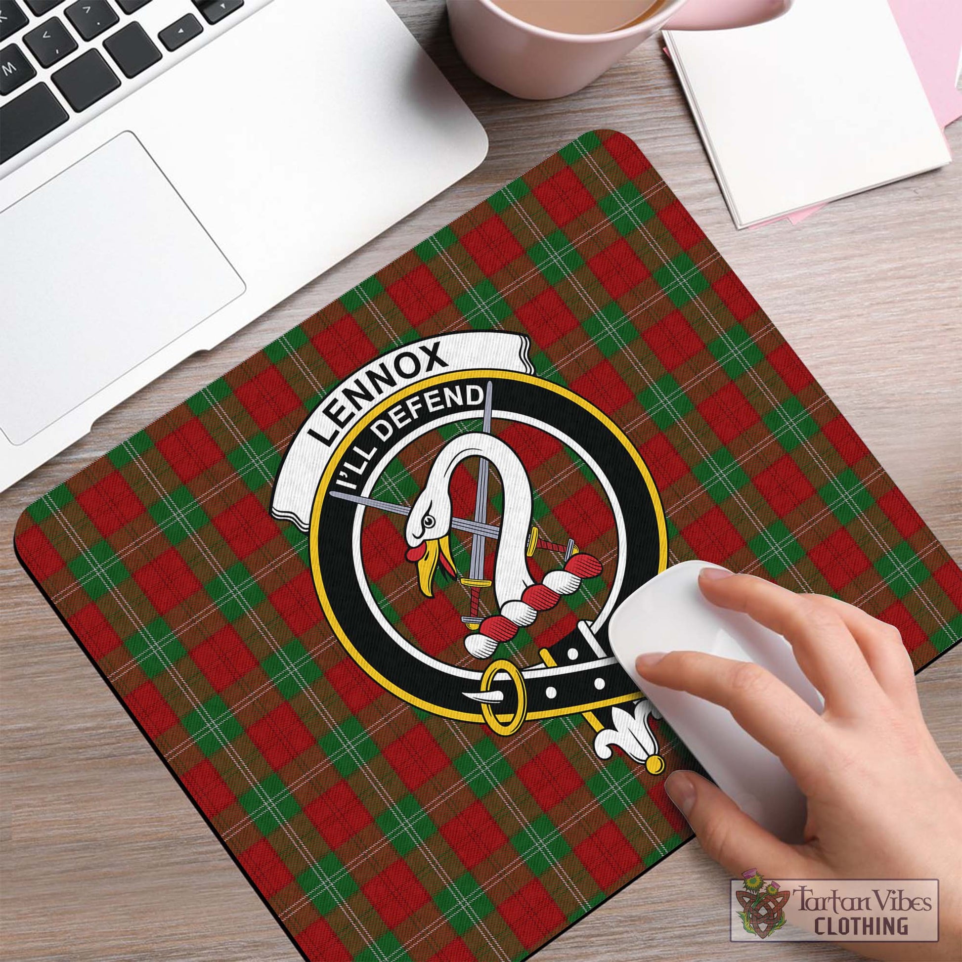 Tartan Vibes Clothing Lennox Tartan Mouse Pad with Family Crest