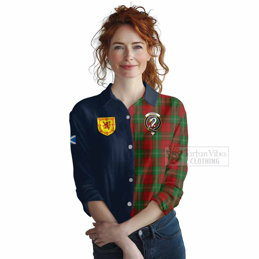 Tartan Vibes Clothing Lennox Tartan Women's Casual Shirt Alba with Scottish Lion Royal Arm Half Style