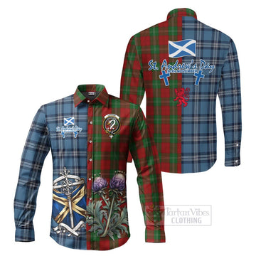 Lennox Tartan Long Sleeve Button Shirt Happy St. Andrew's Day Half Tartan Style