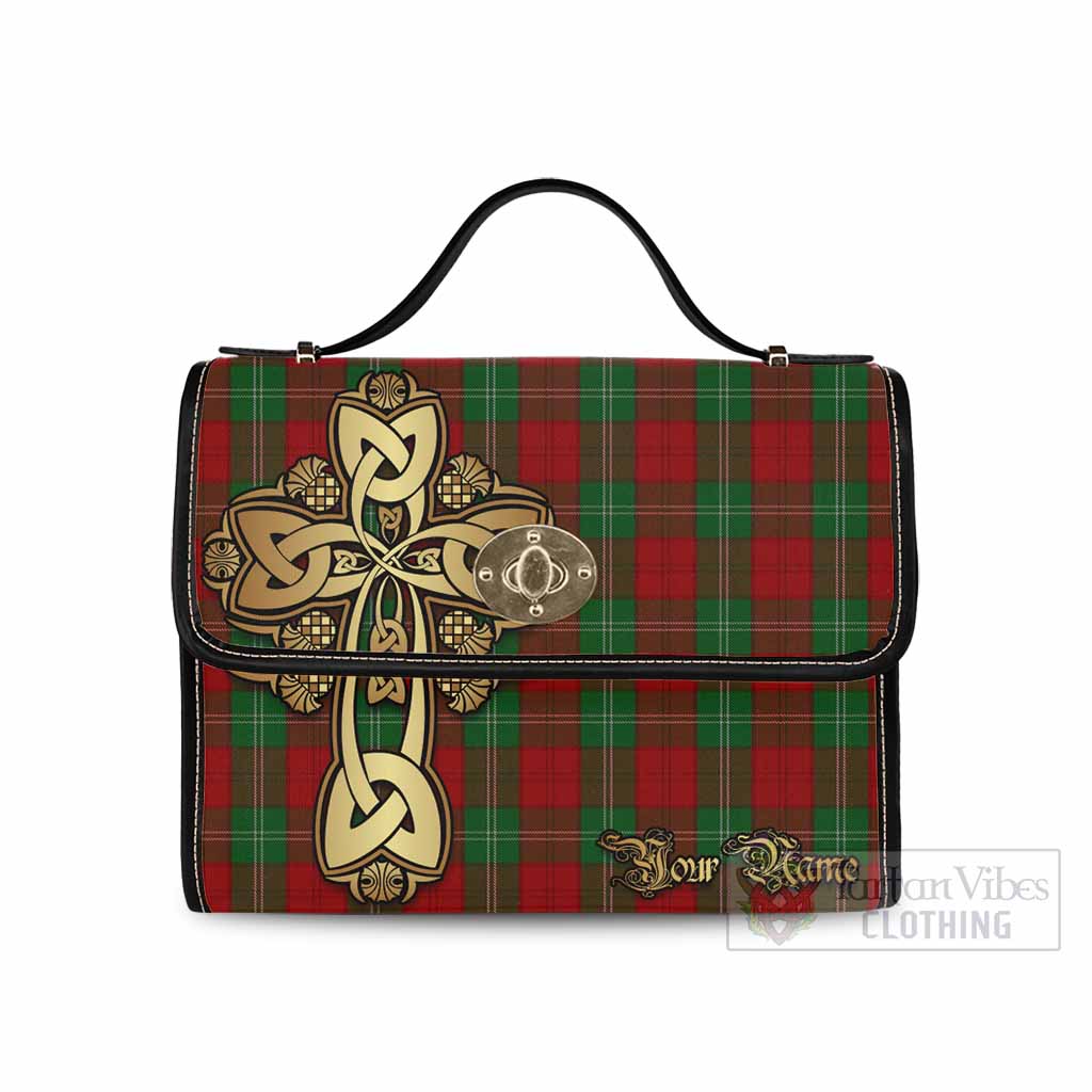 Tartan Vibes Clothing Lennox Tartan Waterproof Canvas Bag Golden Thistle Celtic Cross Style