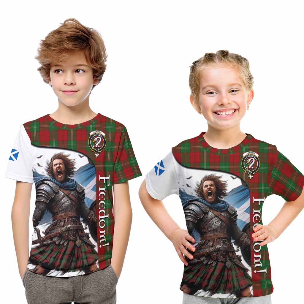 Tartan Vibes Clothing Lennox Crest Tartan Kid T-Shirt Inspired by the Freedom of Scottish Warrior